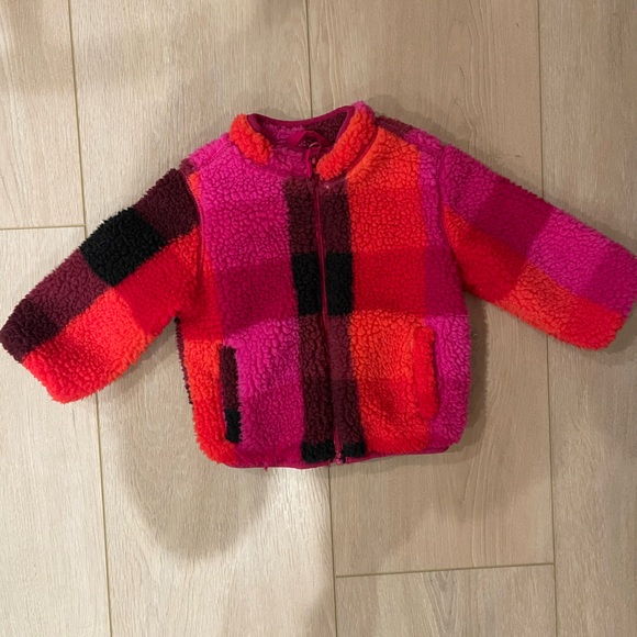 Cat & Jack Target Fleece Plaid Toddler Zip Up Coat Jacket - Picture 3 of 5